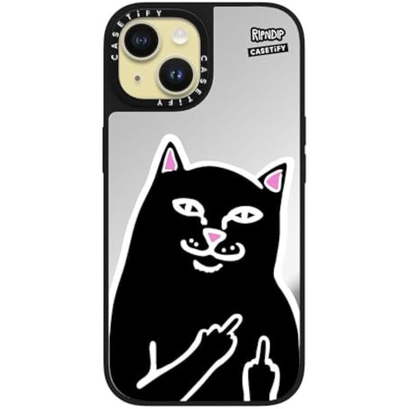 Casetify Mirror Case for iPhone 15 【RipNDip Colab/Reflective / 4.9ft Drop Protection/Compatible with Magsafe】 - Lord Jermal - Silver on Black - Image 2