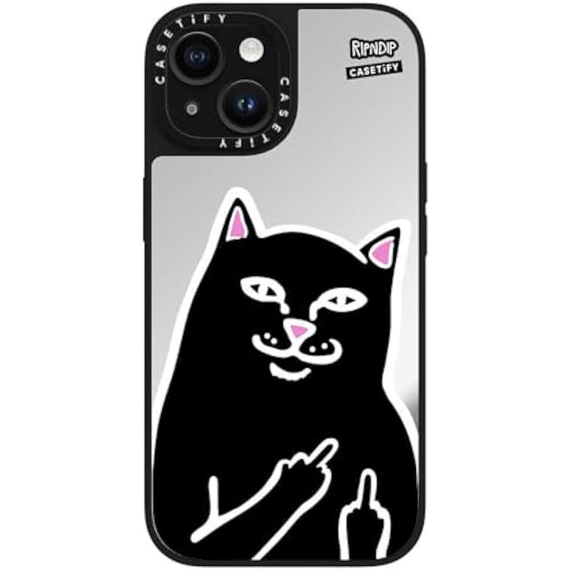 Casetify Mirror Case for iPhone 15 【RipNDip Colab/Reflective / 4.9ft Drop Protection/Compatible with Magsafe】 - Lord Jermal - Silver on Black - Image 5