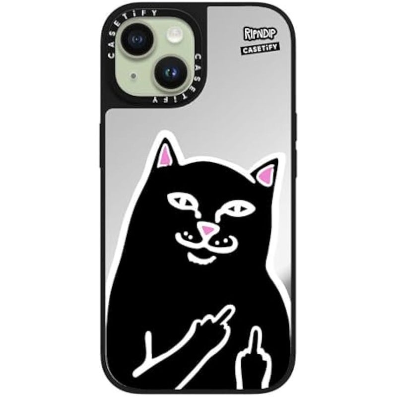 Casetify Mirror Case for iPhone 15 【RipNDip Colab/Reflective / 4.9ft Drop Protection/Compatible with Magsafe】 - Lord Jermal - Silver on Black - Image 3