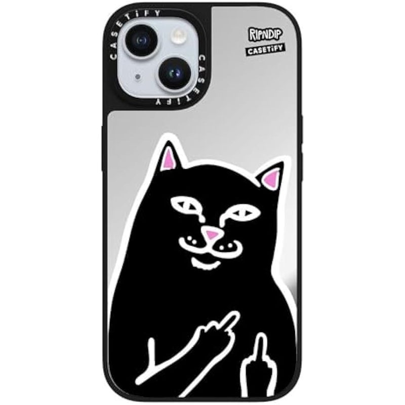 Casetify Mirror Case for iPhone 15 【RipNDip Colab/Reflective / 4.9ft Drop Protection/Compatible with Magsafe】 - Lord Jermal - Silver on Black - Image 4