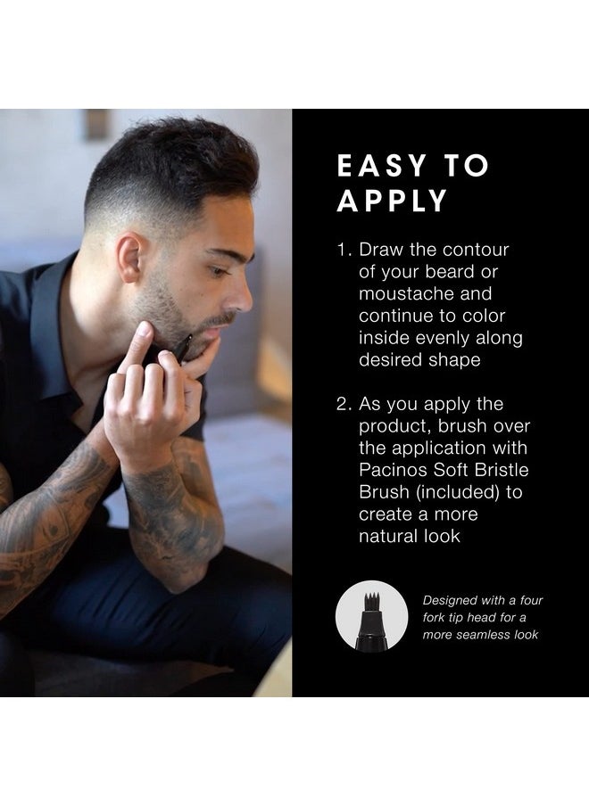 Pacinos - Pacinos Beard Pencil Filler - Water Proof, Long Lasting Coverage & Natural Finish - Beard, Moustache & Eyebrows - Micro-Fork Tip for Seamless Application - Bristle Brush Included (Dark Brown) - Image 1