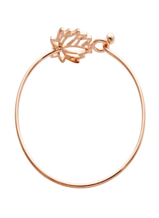 NOUMANDA Summer Style Pretty Lotus Flower Easy Open Hook Bracelet Bangle (Rose Gold) - Image 2
