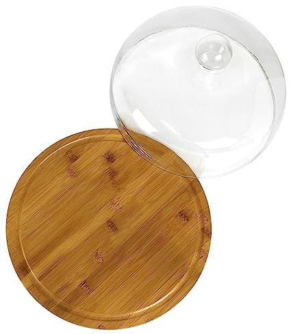 JENY Wooden Cake Stand with Acrylic Dome Round Cake Dessert Serving Tray Cake Holder Display Cake Server Platter Tray with Acrylic Cheese Dome for Home Kitchen Baking - Image 2