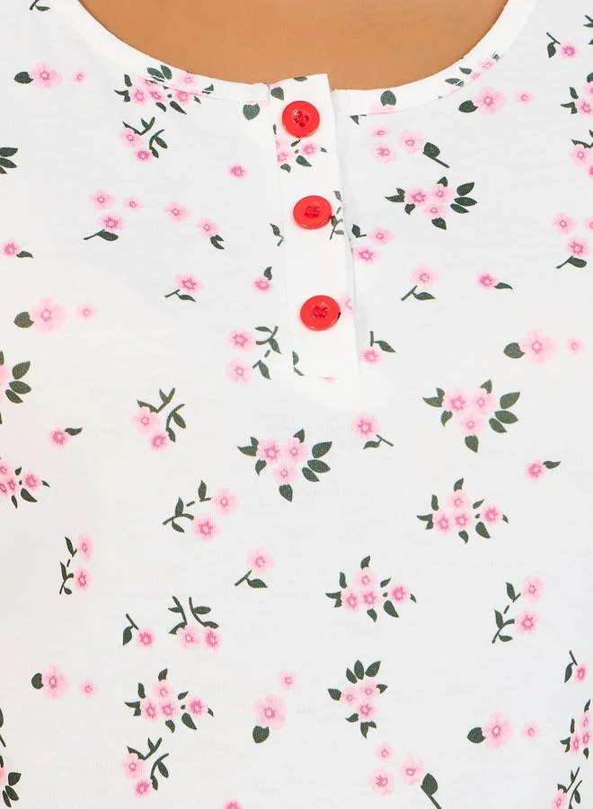 Styli All-Over Floral Print T-Shirt & Pyjama Set