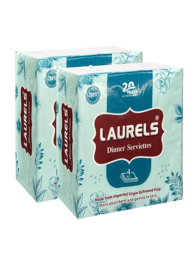 LAURELS 4 Ply Tissue Paper Napkins for Dining Table - Pack of 2 (45 Serviettes,180 Sheets Per Pack) (2) - Image 1