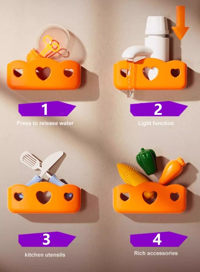 Kitchen Pretend Toy Set,34PCS Set,Kids Mini Kitchen Toys Simulation Cooking Set With Sound, Light And Music The Stove Can Be Rotated Can Dispense Water,With Kitchenware And Fruit Model For Girl And - Image 5