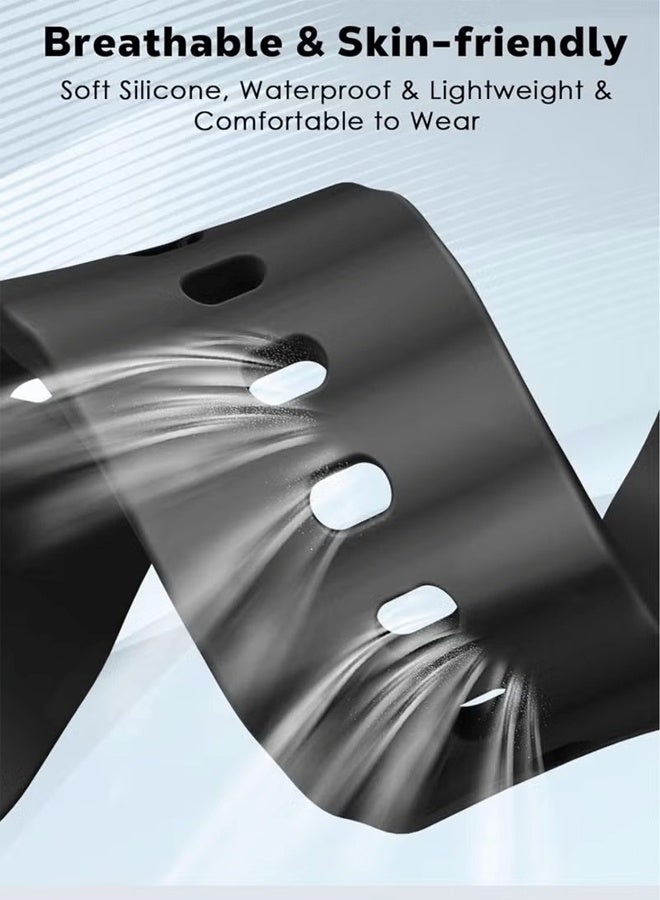 مجموعة من 4 أحزمة ساعات سيليكون متوافقة مع ساعات Galaxy Watch 7 و6 و5 و4 وFE والطرازات الكلاسيكية، مقاس 20 مم، حزام رياضي ناعم للرجال والنساء، متوفر بألوان الأسود والرمادي والأزرق والأحمر. - Image 3