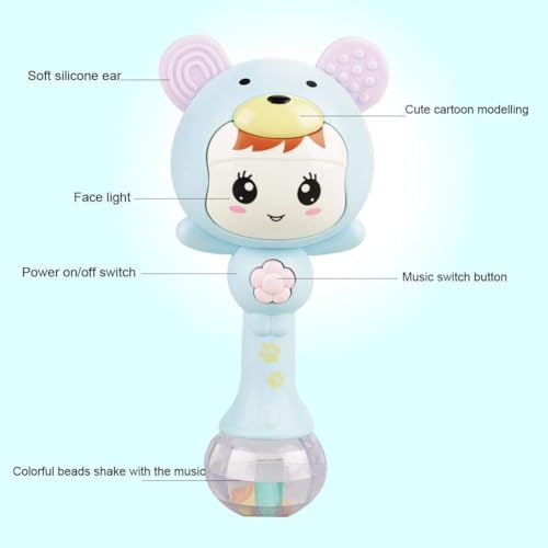 Slipps Educational Baby Rattle, Electronic Light Musical Teether - Baby Sensory Sound Toys, 3-12 Months (Blue) - Image 4