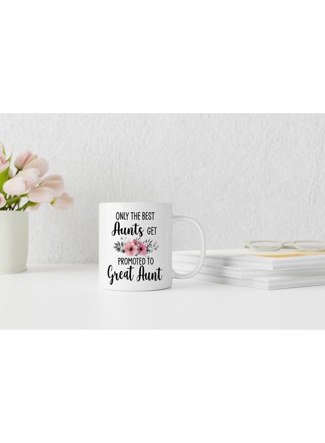 QASHWEY Only The Best Aunts Get Promoted to Great Aunt Coffee Mugs Mug, Funny Pregnancy Announcement Gifts for Aunt New Great Aunts, GreatAunt to Be Gifts Double Side Printed Ceramic Mug Cup 11 Ounce - Image 3