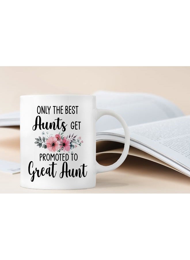 QASHWEY Only The Best Aunts Get Promoted to Great Aunt Coffee Mugs Mug, Funny Pregnancy Announcement Gifts for Aunt New Great Aunts, GreatAunt to Be Gifts Double Side Printed Ceramic Mug Cup 11 Ounce - Image 4