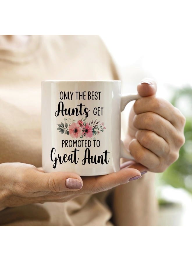 QASHWEY Only The Best Aunts Get Promoted to Great Aunt Coffee Mugs Mug, Funny Pregnancy Announcement Gifts for Aunt New Great Aunts, GreatAunt to Be Gifts Double Side Printed Ceramic Mug Cup 11 Ounce - Image 2