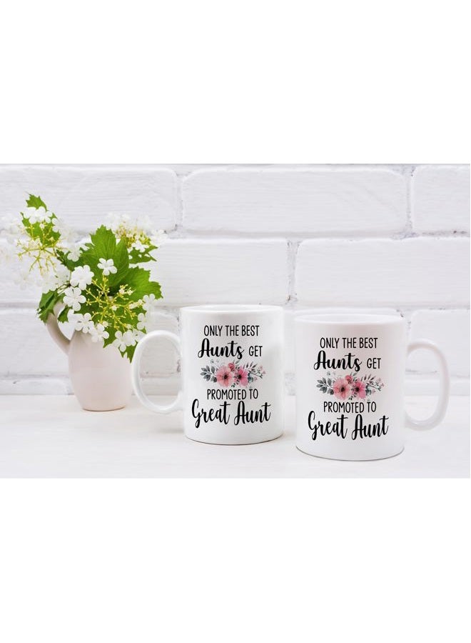 QASHWEY Only The Best Aunts Get Promoted to Great Aunt Coffee Mugs Mug, Funny Pregnancy Announcement Gifts for Aunt New Great Aunts, GreatAunt to Be Gifts Double Side Printed Ceramic Mug Cup 11 Ounce - Image 5