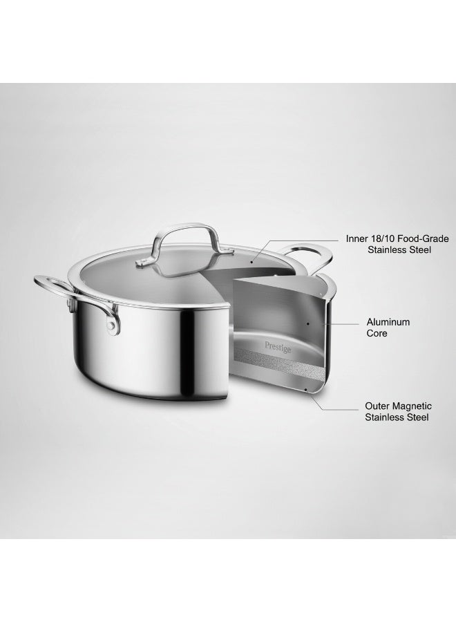 Prestige Infinity Tri Ply Stainless Steel 24cm Casserole With Lid | Induction + all hob suitable | PR81192 - Image 4