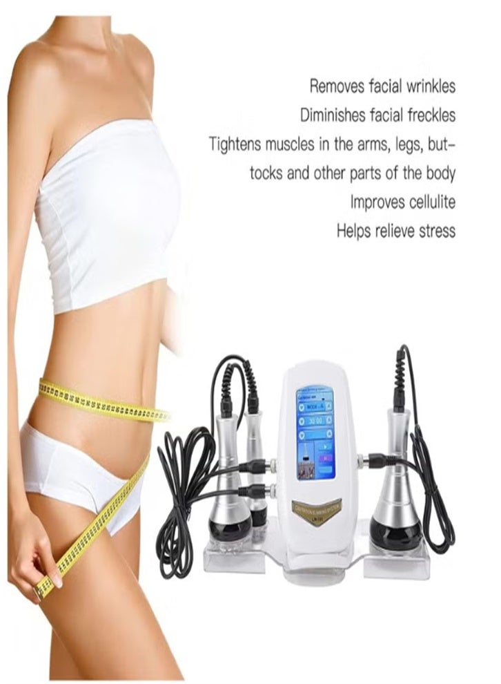 All-in-one 3-in-1 home beauty device: a multi-functional machine combining ultrasonic shaping and radiofrequency firming, a professional full-body skin care tool (white). - Image 4