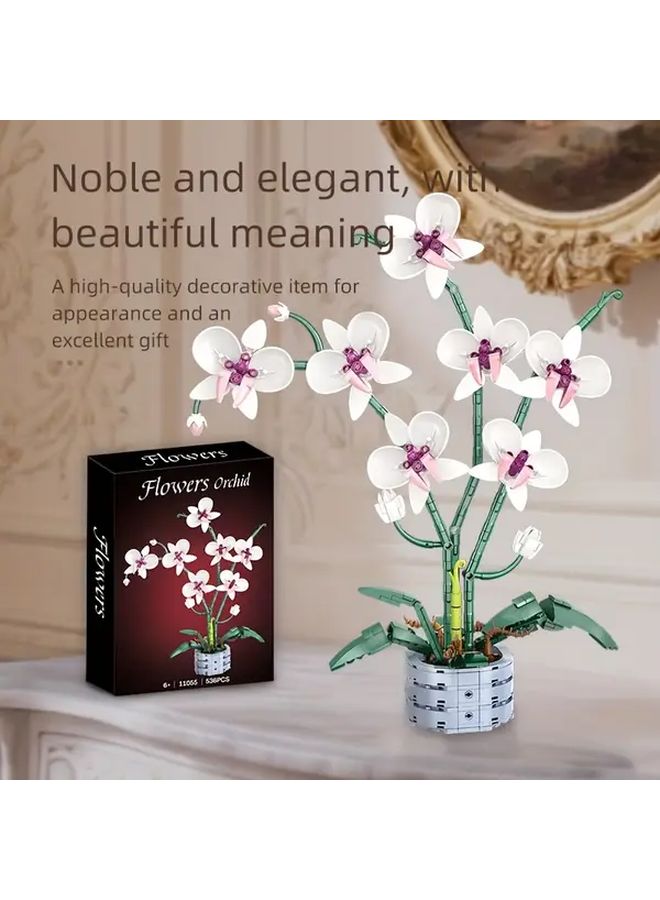 Butterfly Orchid Bonsai Building Blocks Set 536 Pcs STEM DIY Educational Bowknot Toy - Image 2