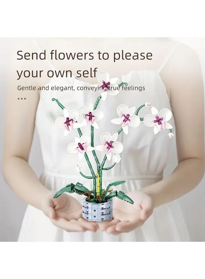 Butterfly Orchid Bonsai Building Blocks Set 536 Pcs STEM DIY Educational Bowknot Toy - Image 5