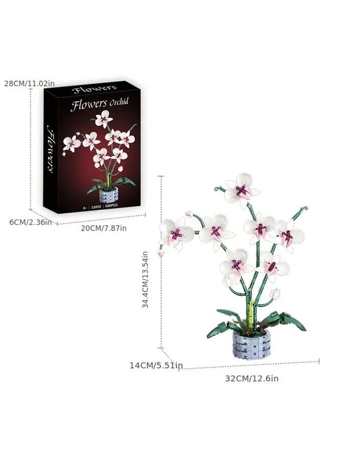 Butterfly Orchid Bonsai Building Blocks Set 536 Pcs STEM DIY Educational Bowknot Toy - Image 1