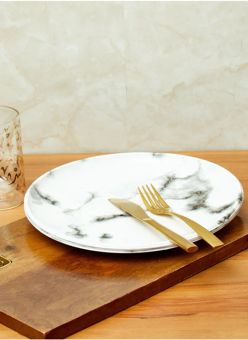 Aish Set Of 6 Marble Printed Disposable Plates