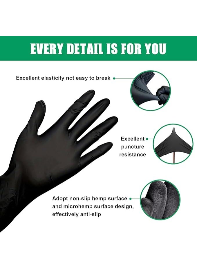 100 Pairs of Black Nitrile Disposable Gloves, Food-Safe, Latex-Free, Cleaning and Cooking Gloves, Size L - Image 3