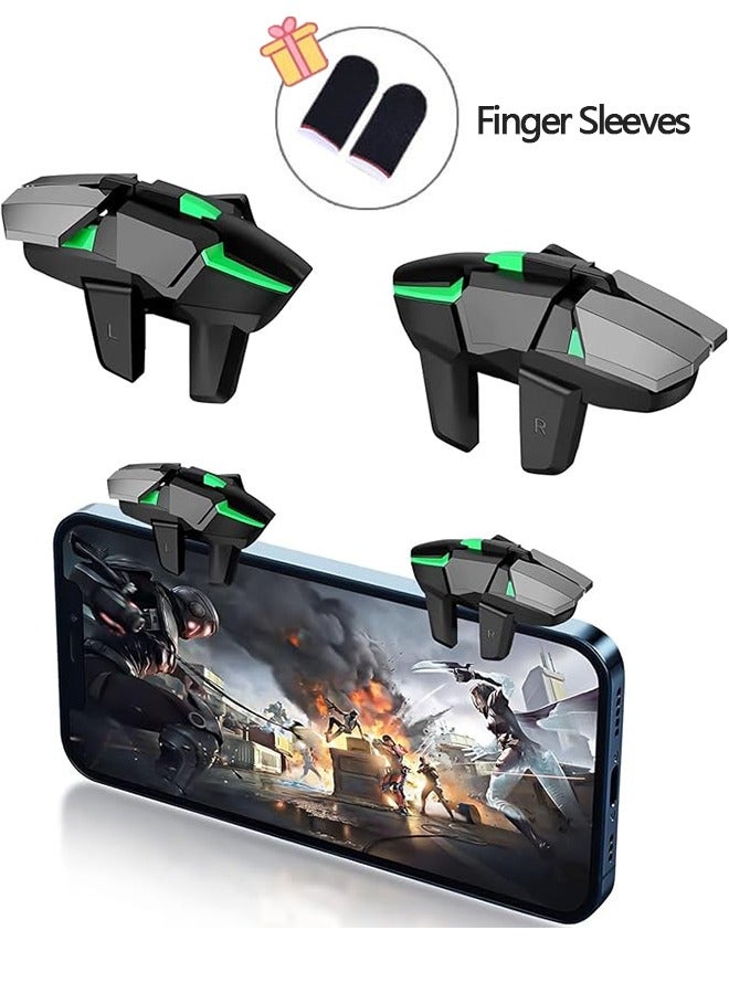 Mobile Game Controller Trigger, PUBG Accessories 6 Finger Trigger, High Sensitivity and 4 Metal on, Non-slip and Human Body Design with 2 Finger Sleeves  - Image 1