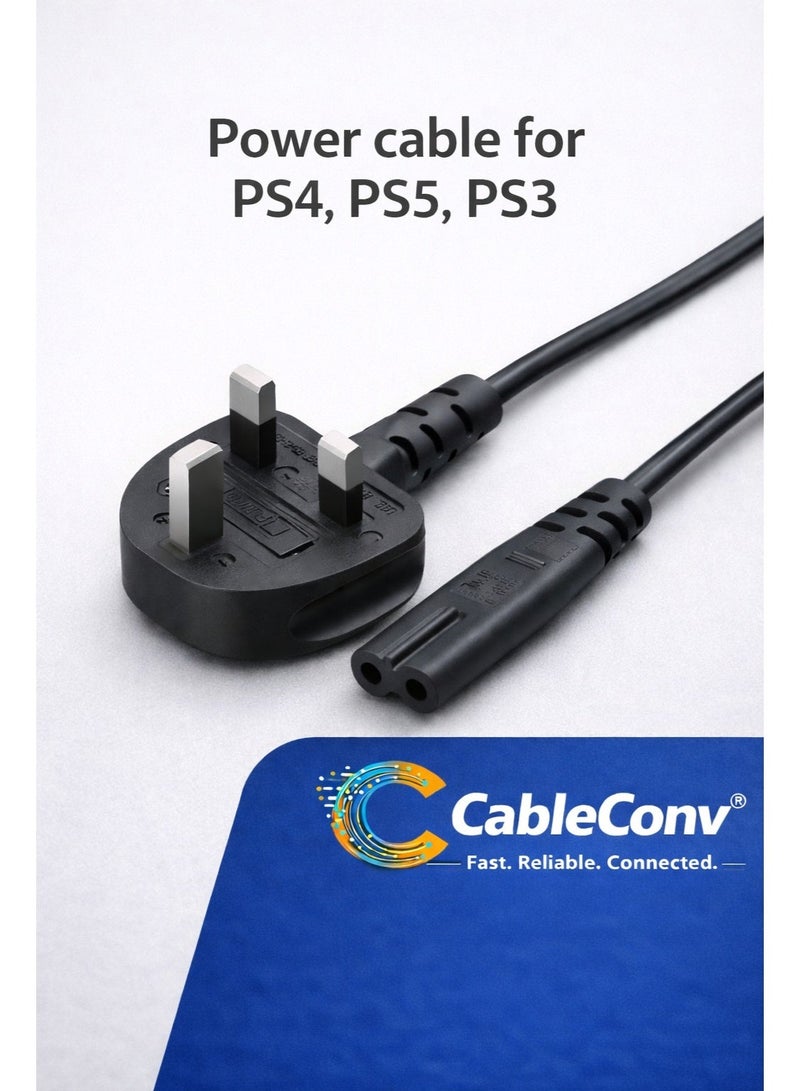 CABLE CONV Radio Power Cord 1.5m UK 3 Pin Plug to IEC Connector – Durable Replacement Cable Black - Image 1