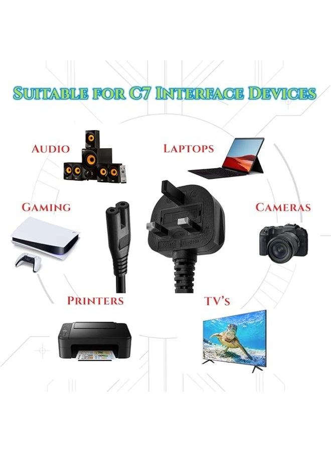 CABLE CONV Radio Power Cord 1.5m UK 3 Pin Plug to IEC Connector – Durable Replacement Cable Black - Image 2