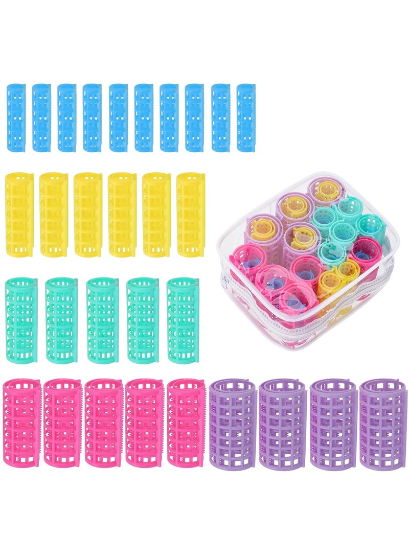 Aster 30Pcs Self Grip Rollers Set, 5 Sizes for Long, Medium and Short Hair, Large Rollers for Volume, Snap-On Sleep-In Curlers for Women's Hair Styling 