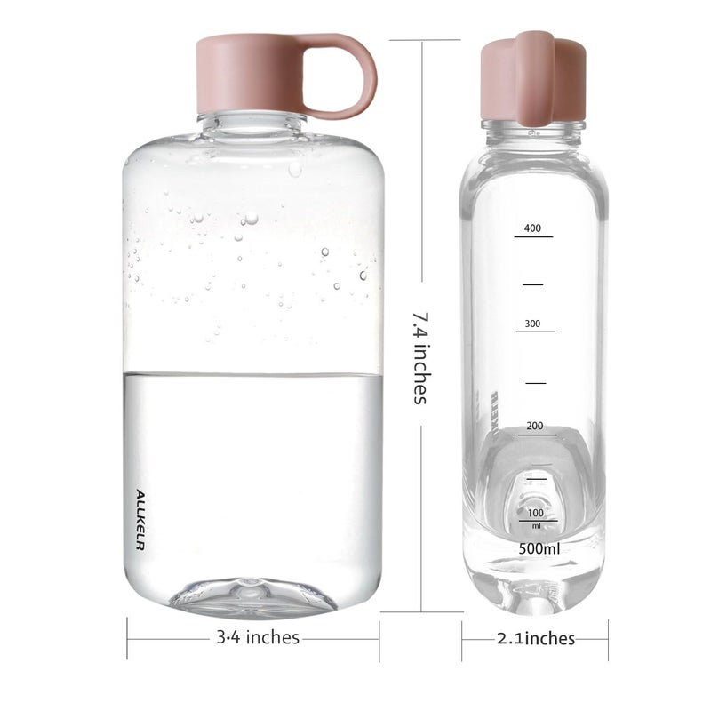 ALLKELR Portable Flat Water Bottle  BPA Free Tritan Plastic Travel Water Bottle for Camping  Fitness  Outdoor Sports  Fits Purse and Pocket (Pink  16.9 oz) - Image 2