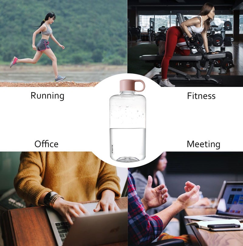 ALLKELR Portable Flat Water Bottle  BPA Free Tritan Plastic Travel Water Bottle for Camping  Fitness  Outdoor Sports  Fits Purse and Pocket (Pink  16.9 oz) - Image 4