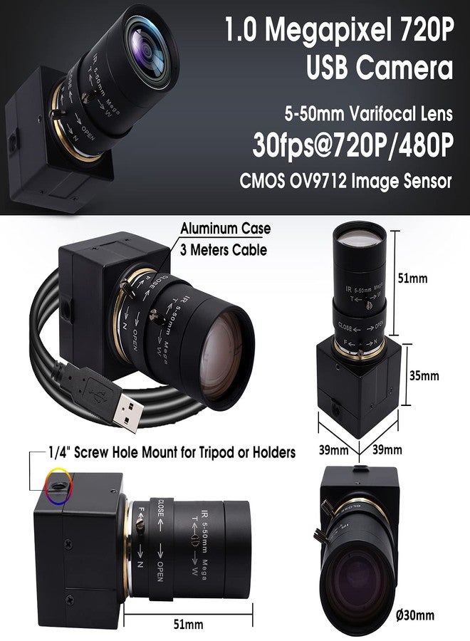 SVPRO Telephoto Webcam Mac Compatible 1MP USB Camera with 5-50mm Optical Zoom Lens Manual Focus Webcam UVC PC Cam for Windows Linux Android MAC,1280x720 USB2.0 CMOS Video Camera for Security,Streaming - Image 4