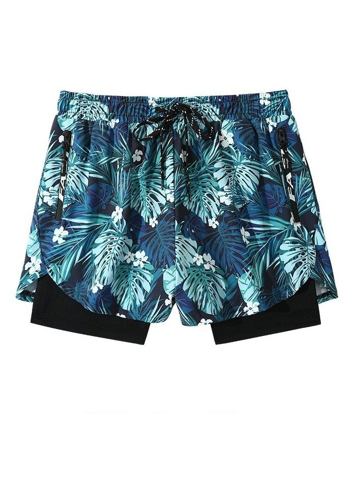 KUYING New High Waisted Flat Angle Swimming Trunks