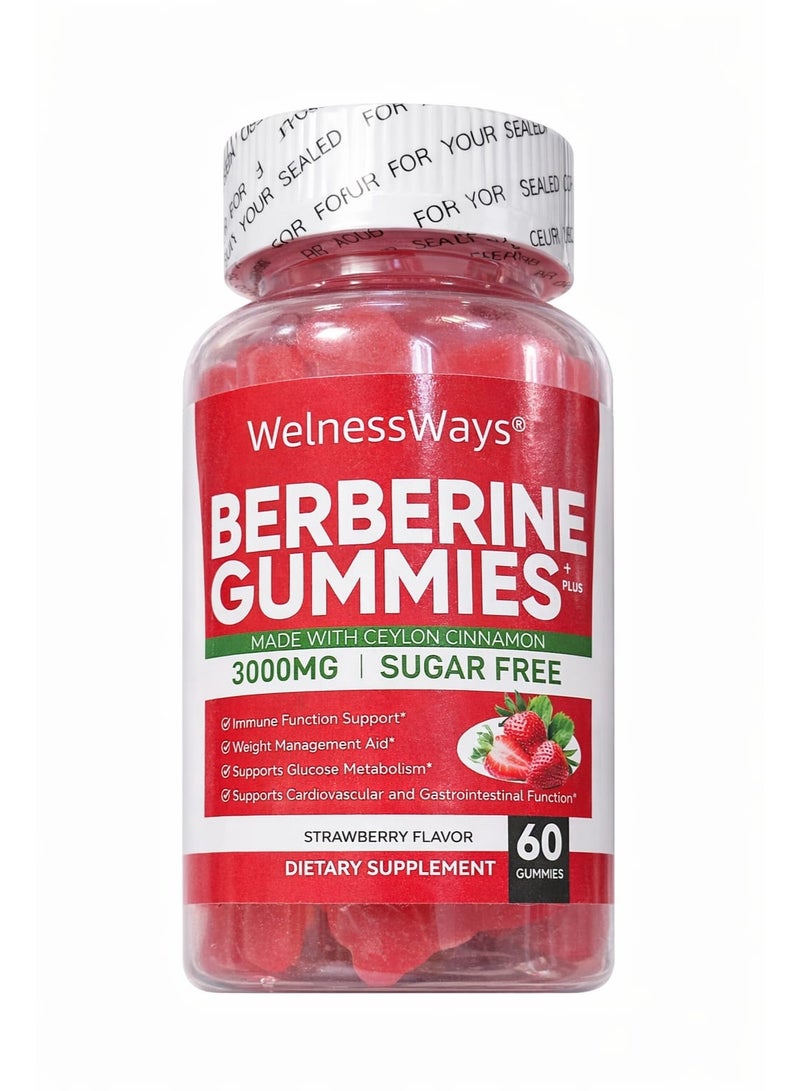 WelnessWays Berberine Gummies 3000mg Double Strength – Sugar Control & Weight Management Support – 60 Gummies - Image 1