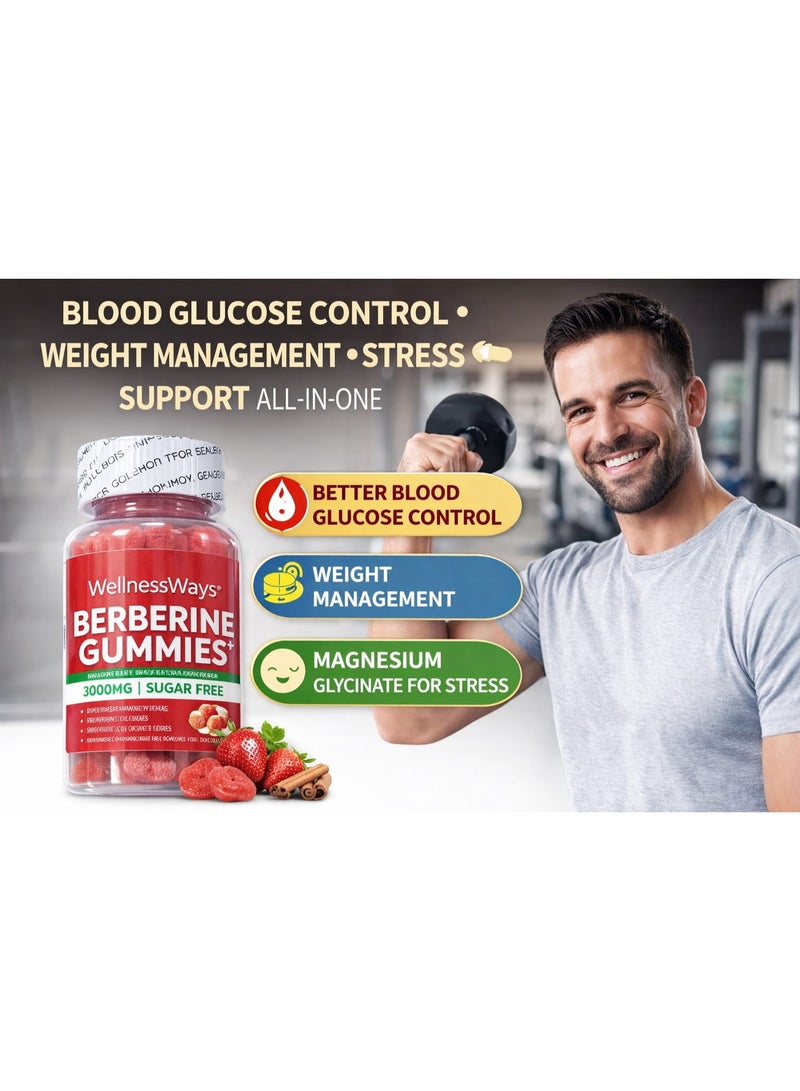 WelnessWays Berberine Gummies 3000mg Double Strength – Sugar Control & Weight Management Support – 60 Gummies - Image 2