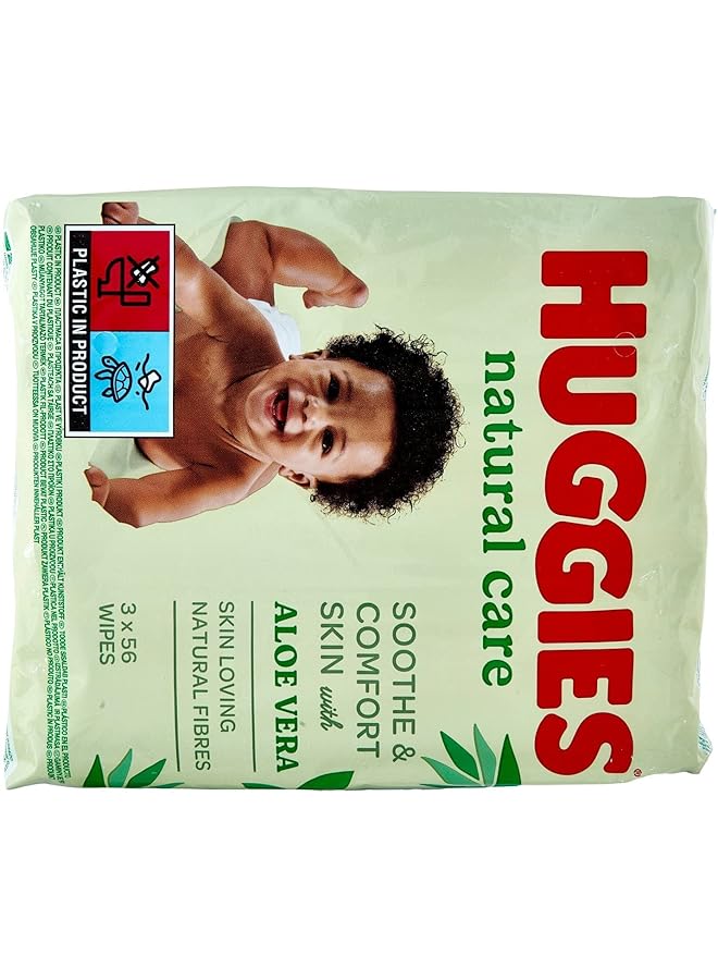 HUGGIES Natural Baby Wipes Aloe Vera Wipes 6 Pack X 56 Wipes (168 Wipes) - Image 3