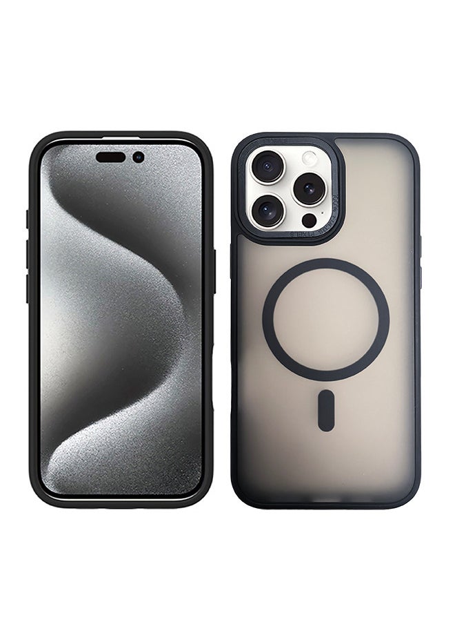 Generic Ultra Thin iPhone Translucent Matte Back Case, Case with Shockproof Protection, Anti-Yellowing,Shock Absorption,Strong Magnet,Cell Phone Case iPhone Case Clear for iPhone 16 Pro(Black)  - Image 1