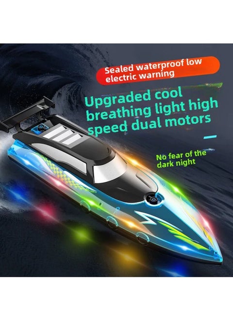 Children's Super-large Remote Control Boat Charging High-speed Remote Control Speedboat High-horsepower Ship Boy Water Large Toy Model-Color:Translucent Blue 32cm Double Propeller High Speed Boat Double Waterproof - Light Night Running Version-Specifications:Recommended Dual Battery Life 60 Minutes + Lifetime Warranty