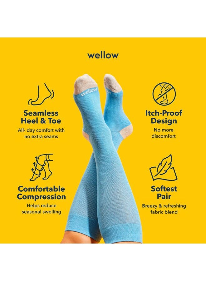 Wellow Knee High Compression Socks for Men & Women, 18-25 mmHg, Made with Viscose from Bamboo, Regular & Wide Calf Fit, Black - Solids, M - Image 4