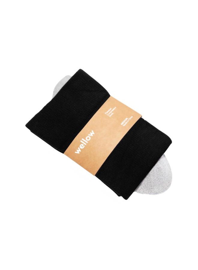 Wellow Knee High Compression Socks for Men & Women, 18-25 mmHg, Made with Viscose from Bamboo, Regular & Wide Calf Fit, Black - Solids, M - Image 1