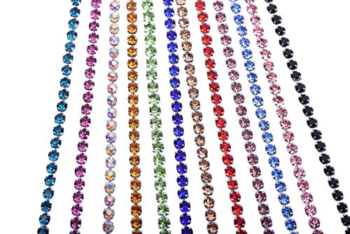KAOYOO 12 Yards Crystal Rhinestone Chain Trim Mixed for DIYSewingCraftsDecoration1 Yard for Each ColorSS0620mm008 - Image 1