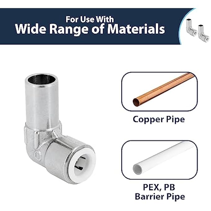 RADIATOR VALVE PIPE REDUCER 15MM TO 10MM REDUCING 90 ELBOW  2 PACK | PUSHFIT CHROME RADIATOR VALVES 90 DEGREE ELBOW | CORNER RADIATOR VALVES 90 ELBOW FOR RADIATOR & TOWEL RAIL VALVES - Image 3