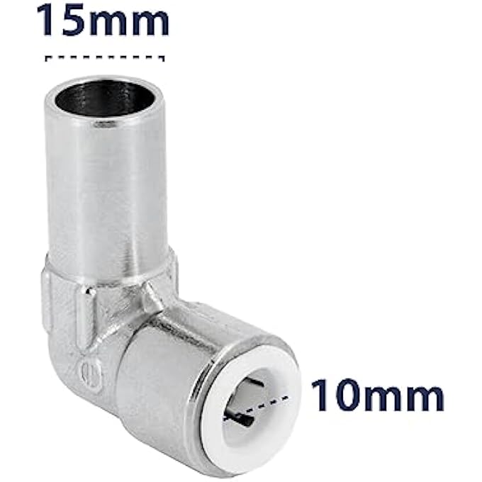 RADIATOR VALVE PIPE REDUCER 15MM TO 10MM REDUCING 90 ELBOW  2 PACK | PUSHFIT CHROME RADIATOR VALVES 90 DEGREE ELBOW | CORNER RADIATOR VALVES 90 ELBOW FOR RADIATOR & TOWEL RAIL VALVES - Image 2