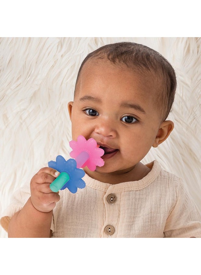 Itzy Ritzy Itzy Ritzy Teensy Tube Teether; Textured Hollow Baby Teething Tube That Reaches Front Teeth & Back Molars, Made of Soft Silicone (Pink Rainbow)  - Image 1