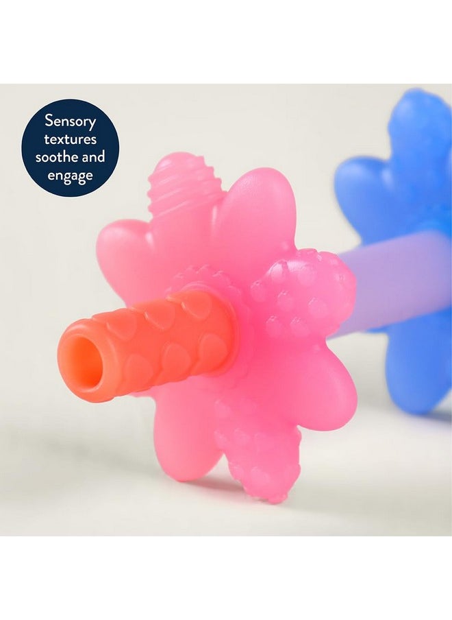 Itzy Ritzy Itzy Ritzy Teensy Tube Teether; Textured Hollow Baby Teething Tube That Reaches Front Teeth & Back Molars, Made of Soft Silicone (Pink Rainbow)  - Image 4
