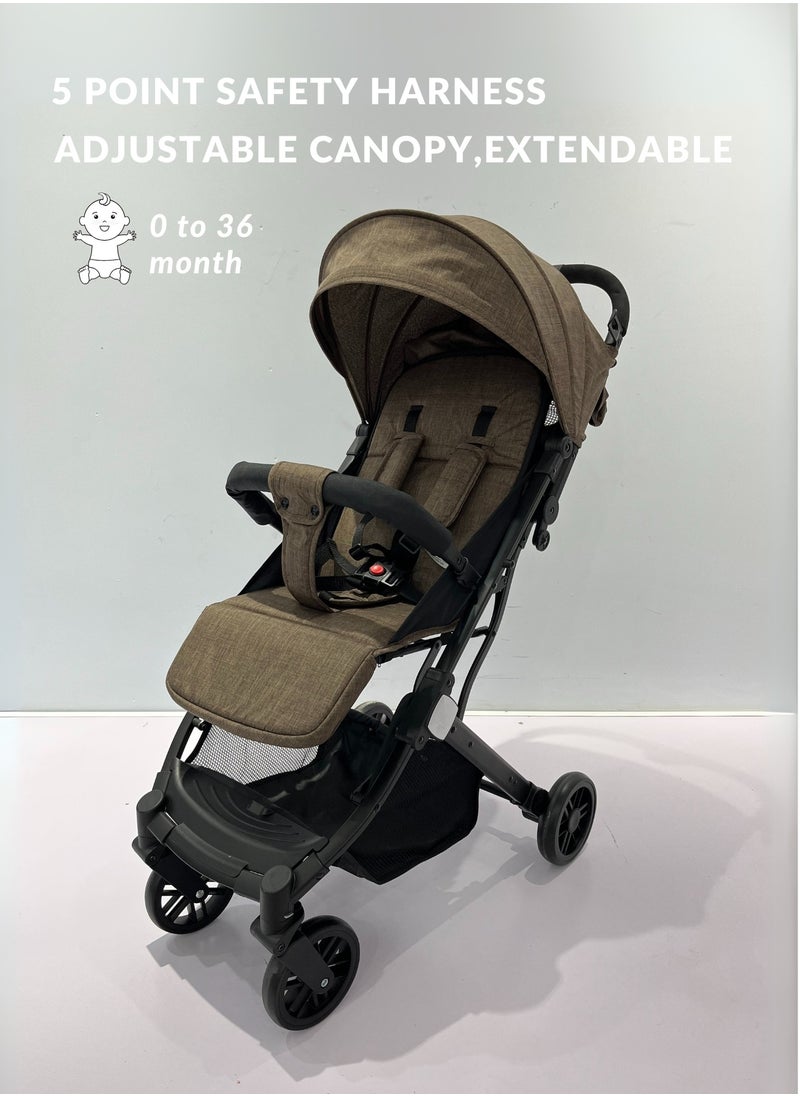 Moms Magic - Baby Stroller – Lightweight, One-Hand Fold, Adjustable & Safe for Babies from Birth to 36 Months Coffee brown - Image 1
