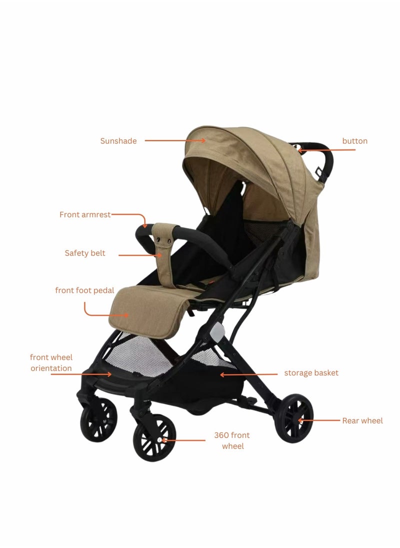 Moms Magic - Baby Stroller – Lightweight, One-Hand Fold, Adjustable & Safe for Babies from Birth to 36 Months Coffee brown - Image 1