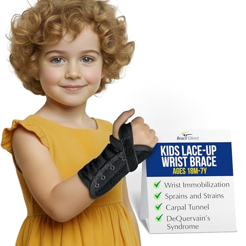 Brace Direct Kids Lace-Up Wrist Brace for Sprains Strains Carpal Tunnel De Quervain's - Pediatric Support Splint for Youth Injury Recovery - Ages 18M-7Y - LEFT WRIST (Circumference 4-5.5") - Image 1