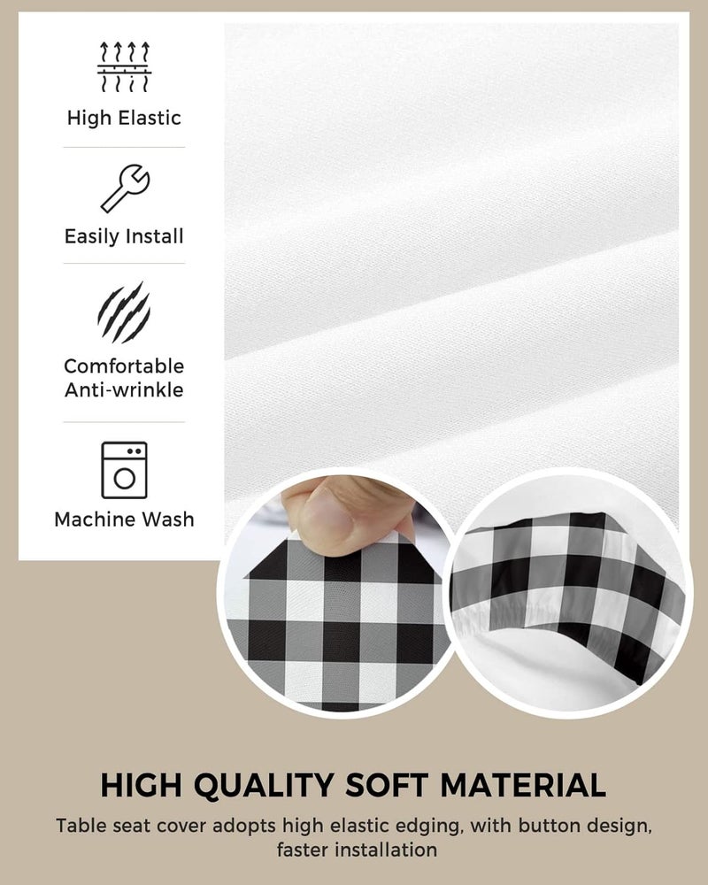 Savannan Dining Room Chair Seat Covers Classic Black and White Plaid Buffalo Check Christmas Decor Removable Stretch Chair Seat Cushion Slipcovers Protector for Holiday Party Festival Decoration Set of 6 - Image 2