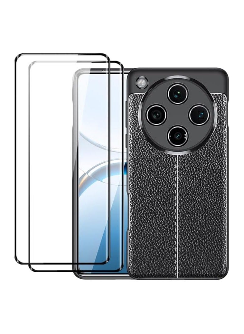 عام غلاف واقي لـ Oppo Find X8 Pro، 【مقاوم للخدوش】 بتصميم رفيع من مادة TPU المرنة بنسيج شبيه بقشرة الليتشي، يشمل 【قطعتين】 حامي شاشة لـ Oppo Find X8 Pro - Image 1