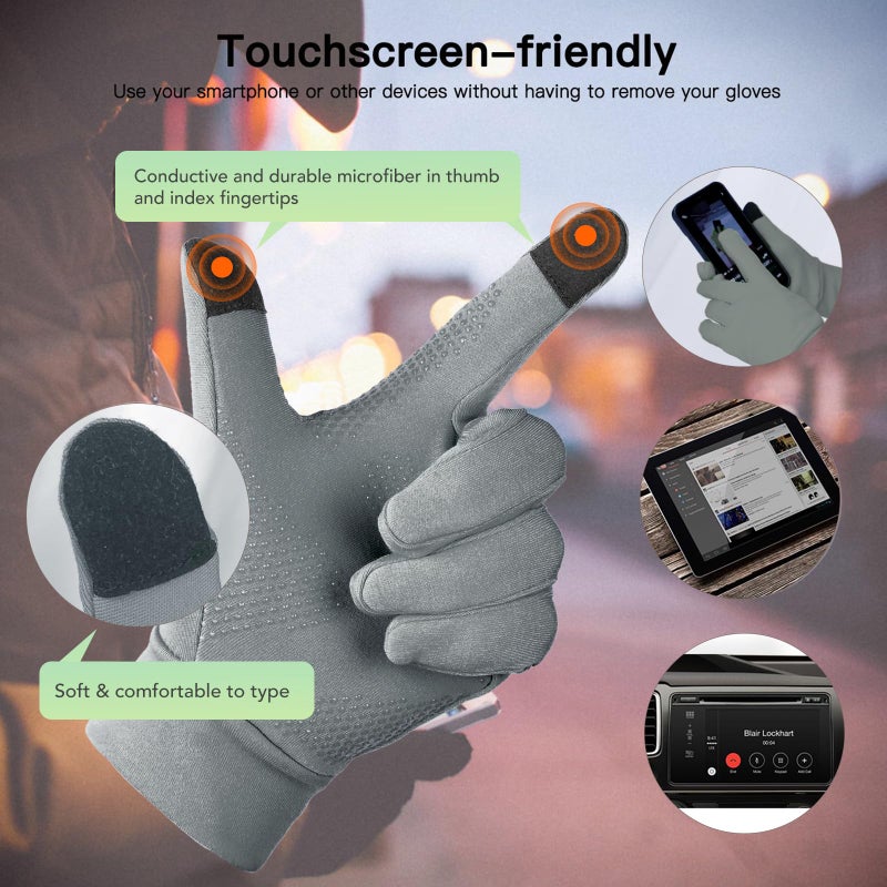 Unigear Running Gloves, Touch Screen Anti-Slip Lightweight Gloves Liners for Cycling Biking Sporting Driving for Men Women (Grey,Large) - Image 5