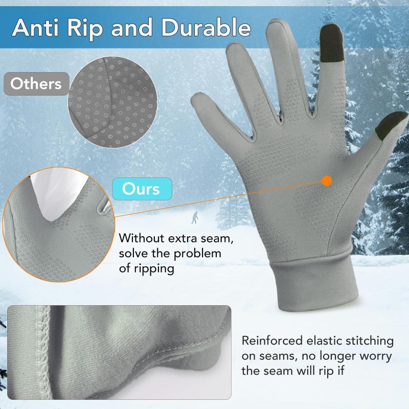 Unigear Running Gloves, Touch Screen Anti-Slip Lightweight Gloves Liners for Cycling Biking Sporting Driving for Men Women (Grey,Large) - Image 4